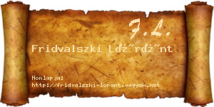 Fridvalszki Lóránt névjegykártya